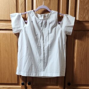 LOFT Ivory White Blouse with Cold Shoulder Design